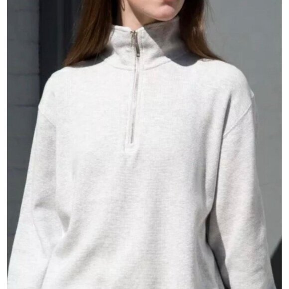Brandy Melville Missy Gray Thermal Y2K Zip Pullover Sweatshirt S A001235 - Picture 1 of 9